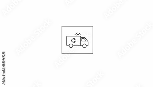 Ambulance Icon, Medical Emergency Vehicle, Healthcare Symbol, First Aid Transport