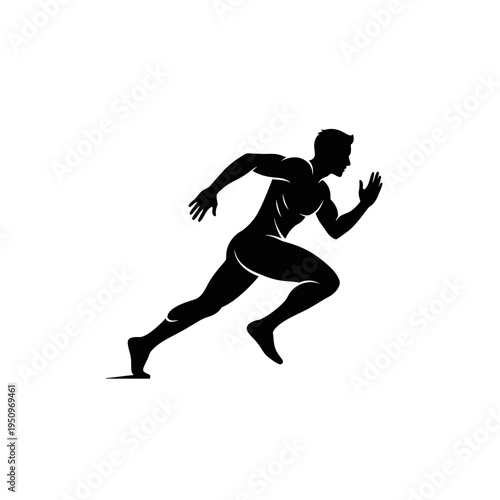 Man Running in Full Sprint Motion.
