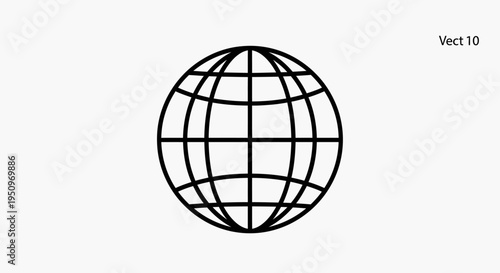 Black line art globe icon symbol.