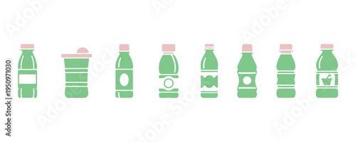 Variety of plastic bottles suitable for liquid food storage and transport.