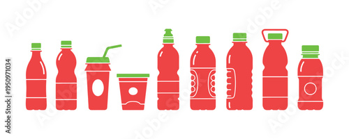 Assorted disposable containers made for liquid food products.