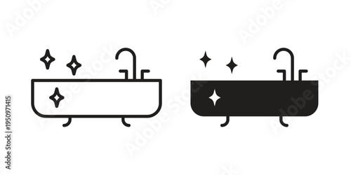 Bathtub cleaning icon for web apps, mobile apps. Graphic element illustration