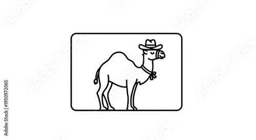 Funny Camel Wearing Cowboy Hat, Cartoon Style, Vector Illustration