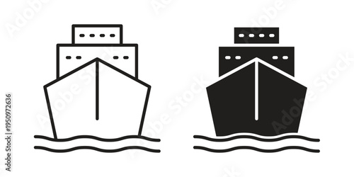 Cargo ship icon for web apps, mobile apps. Graphic element illustration