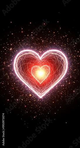 Glowing Heart in the Dark - A Symbol of Love and Passion.