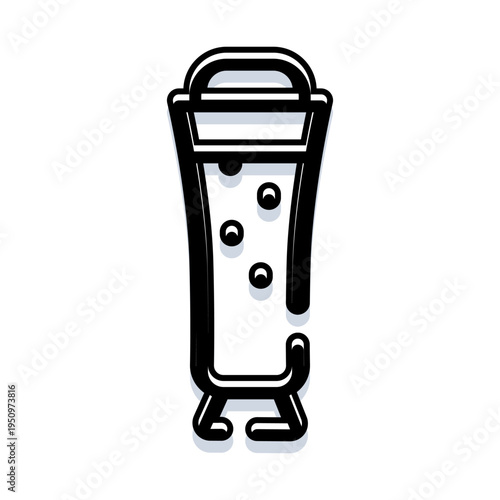 Tall glass containing a carbonated beverage with bubbles, illustrating concepts of refreshment, drinks, cold liquids, and celebrations in a graphic, outlined style