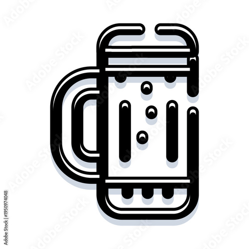 Stylized outlined beer mug with frothy bubbles, minimalist black and white vector icon ideal for bar menus, pub signage, web and app ui, drink and brewery designs