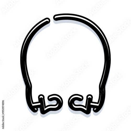 Handcuffs icon in flat outline on white background symbolizing law enforcement, arrest, restraint and custody, simple vector clipart for legal, security and crime concepts