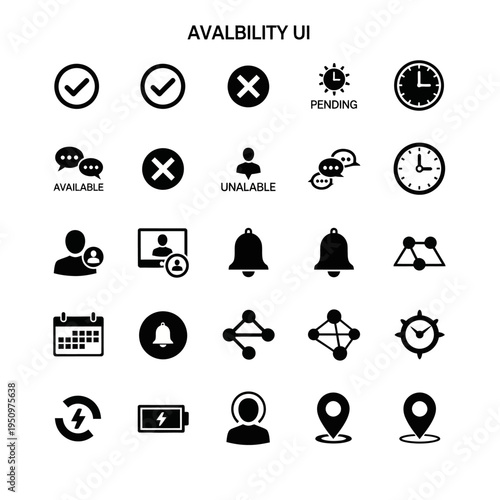 Black and white availability status icons.