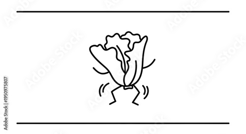 Dancing Lettuce Character, Funny Vegetable Cartoon, Healthy Food Concept