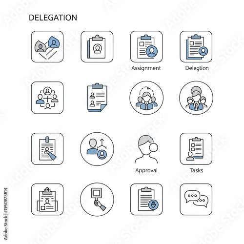Delegation and task management icons.