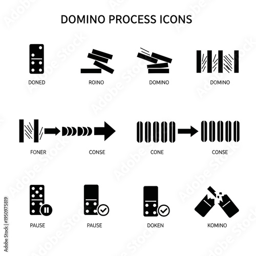 Domino Process Icons Business Symbols.