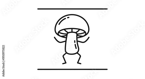 Dancing Mushroom Character Icon, Cute Fungi Cartoon, Funny Plant Illustration