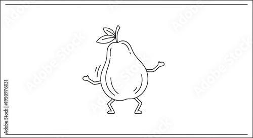 Dancing Pear Character Illustration - Funny Fruit with Arms and Legs