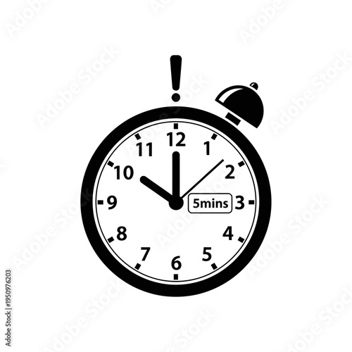 Alarm clock with five minutes left.