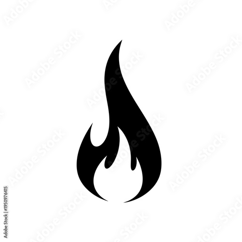 Black flame icon graphic symbol.