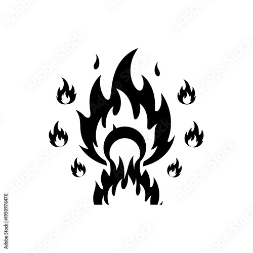 Black flame icon with fire.