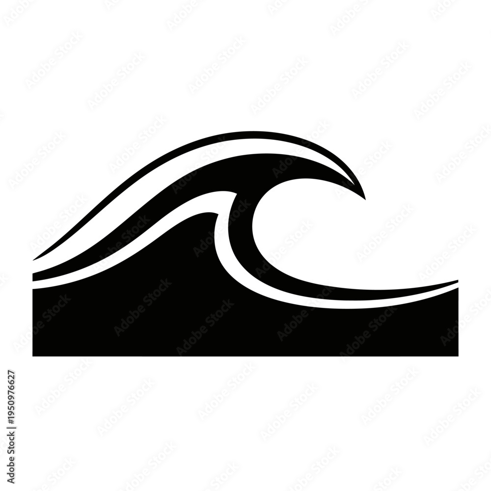 Naklejka premium Black wave graphic design element symbol.