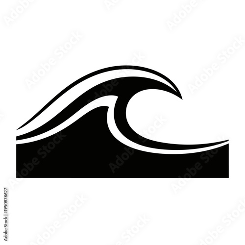 Black wave graphic design element symbol.