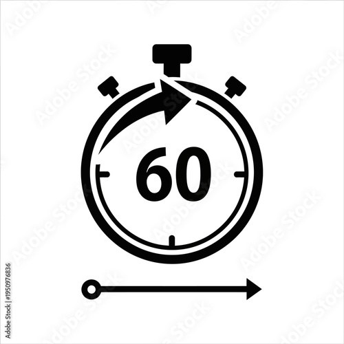 Stopwatch timer sixty seconds icon.