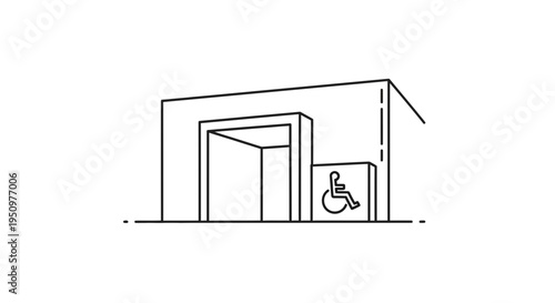 Accessible Entrance with Wheelchair Symbol and Elevator Icon