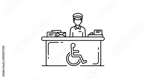 Accessible Service Counter with Wheelchair Symbol and Mail