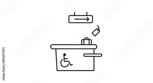 Accessible Travel Check-in Counter with Luggage and Signage