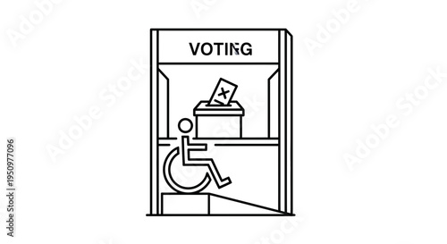 Accessible Voting Booth for Wheelchair Users with Ballot Box and Sign