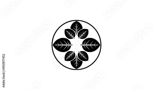 Minimal Japanese Clan Crest Kamon Style Leaf Emblem Vector Icon