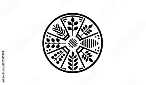 Japanese Kamon Inspired Crest Symbol Traditional Family Emblem Vector
