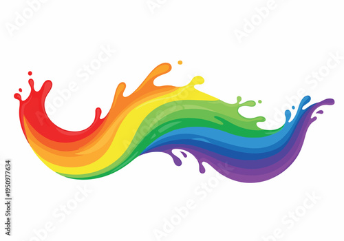 Colorful Rainbow Splash Wave Illustration - Vibrant Abstract Design
