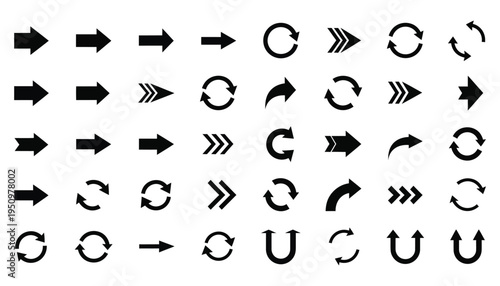 Collection of various arrow symbols and icons