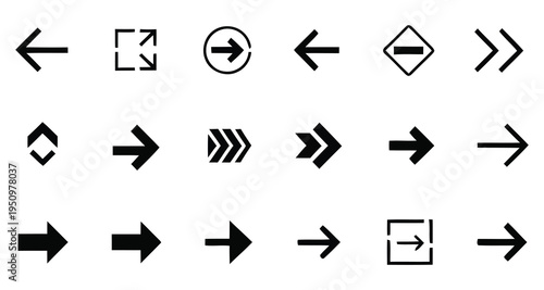 Collection of various arrow icons and symbols