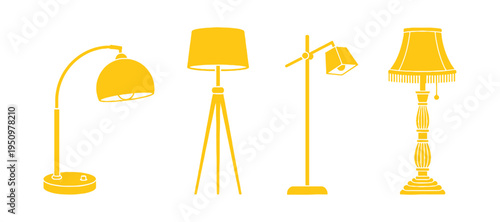 Four standing lamp icons perfect for interface and print design.
