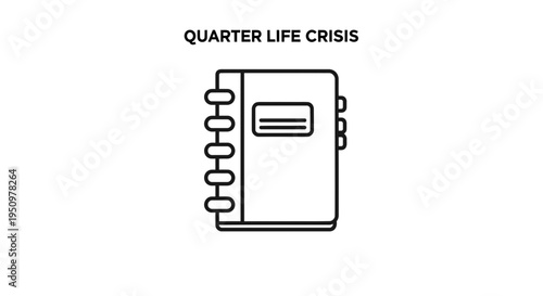 Quarter Life Crisis Notebook Icon - Concept of uncertainty and decision making in early adulthood