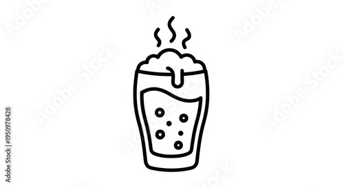 Refreshing Beer Icon with Bubbles and Foam