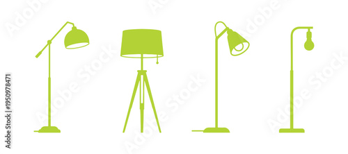 Set of four standing lamp icons for web, print, and app design.