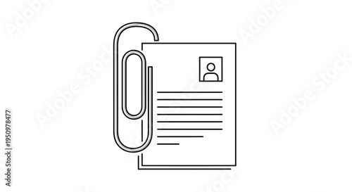 Resume with Photo and Paperclip Icon, Job Application Document
