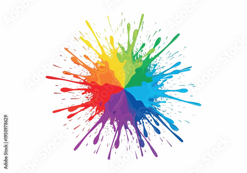 Vibrant abstract paint splash exploding in a rainbow of colors, creating a dynamic and energetic visual effect with a sense of creativity and artistic expression
