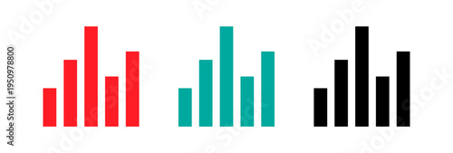 sets of bar charts with varying heights and colors representing different data trends