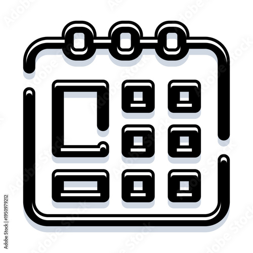 Calendar icon presenting a modern outline design, symbolizing time management, appointment planning, important events, and organizing personal or business schedules efficiently