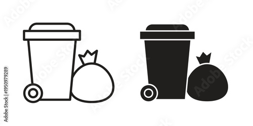 Garbage icon for web apps, mobile apps. Graphic element illustration