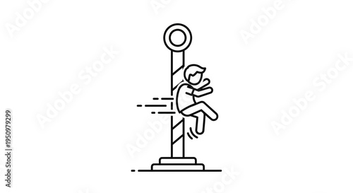 Person Climbing Pole Icon Vector Illustration, Sport Activity, Fun Game, Outdoor Recreation