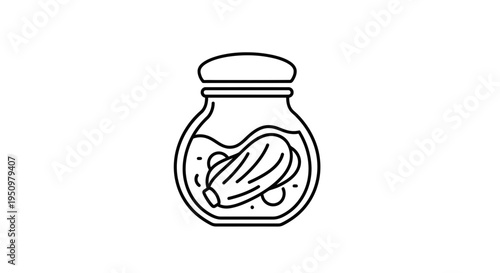 Pickle Jar Icon Outline Vector Illustration