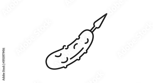 Pickle Spear Icon: A Dill Pickle Impaled on a Sharp Spear Tip
