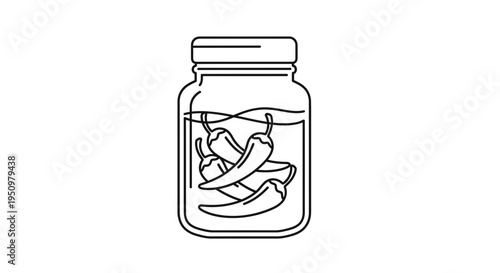 Pickled Chili Peppers in Jar, Homemade Preserved Food, Spicy Ingredient Icon