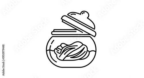 Pickled Food in Jar Icon, Preserved Food, Storage Container Outline Vector