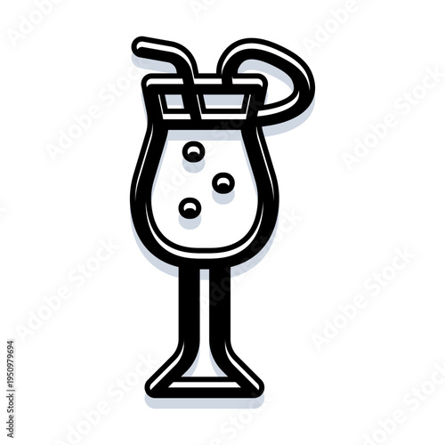 Tropical cocktail in a tall glass with straw and citrus slice, bright and refreshing summer drink icon suggesting party, vacation, resort vibes, celebration and chill moments