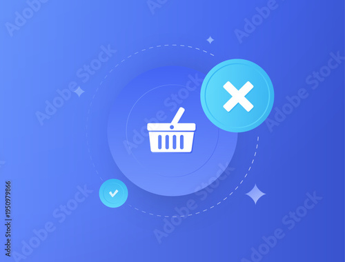 AI checkout validation system, e-commerce cart error prevention with automated approval and rejection signals. Purchase flow reliability reducing abandoned carts and transaction failures illustration