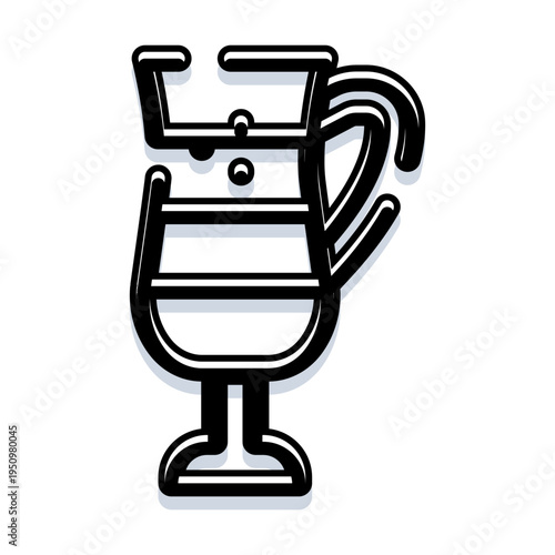 Handled glass cup with a layered hot beverage, featuring foam and bubbles, ideal for cafes, menus, or highlighting coffee shop culture and drink options